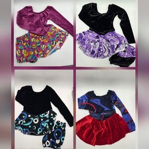 4 pcs Ice Figure Skating Dress Child Small Velvet Dance Costume